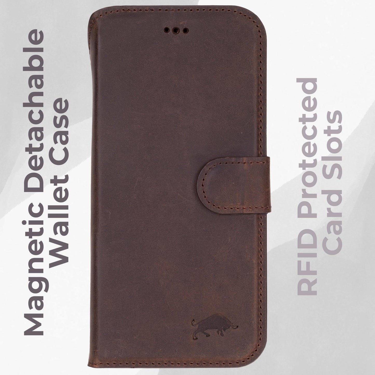 VENOULT Leather Wallet Case for iPhone 17 Pro Max, Full Grain Genuine Leather, Magnetic Detachable, 4 Card Holder, Buesiness Style, Compatible with MagSafe, RFID, Handmade (Vintage Brown)