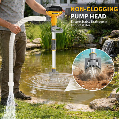TAIRDA Stick Water Transfer Pump Compatible For Dewalt 20V Battery(NO Battery), 800GPH Cordless Portable Water Transfer Pump With Detachable Rod&37" Hose, For Pond Garden Fountain Boat Livestock Tanks