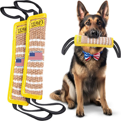 Dog Bite Tug Toy - Durable Jute Pull Toy for Small to Medium Dogs | 2 Pack, 11.8"x3.5" - Ideal for Tug of War & Training