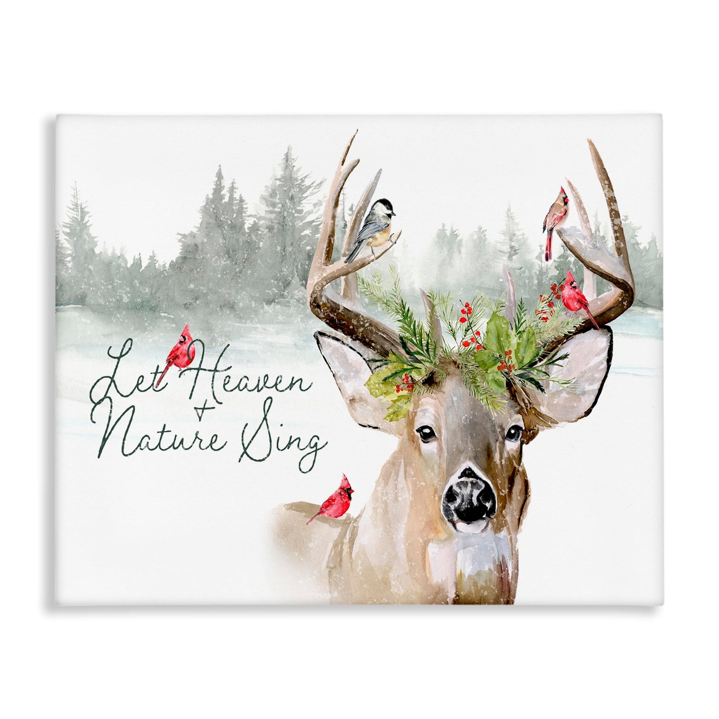 Stupell Industries Winter Reindeer Holiday, 16 x 20 Inch Canvas Wall Art