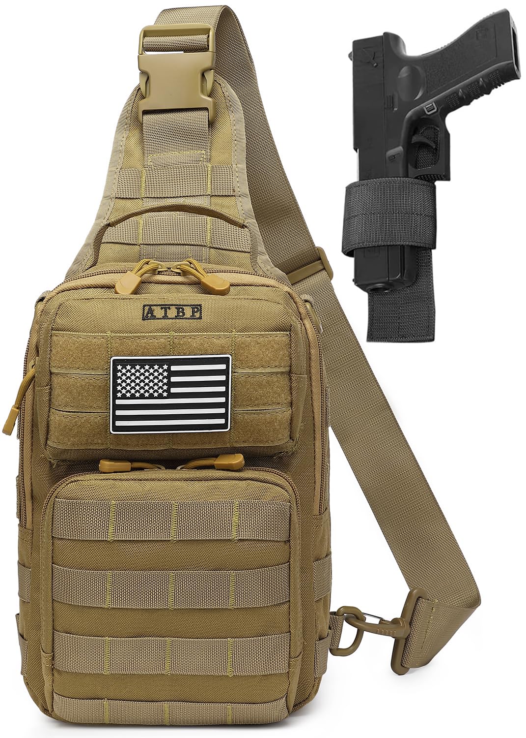 ATBP Tactical Sling Backpack With Holster Military Crossbody Bag for Men Single Shoulder Back Pack 10L