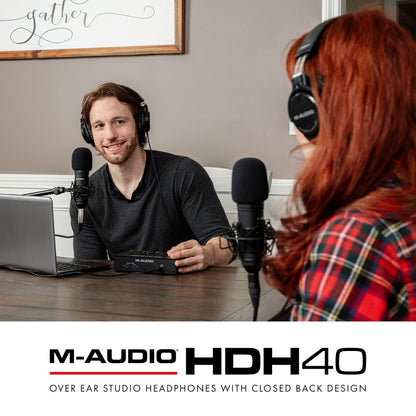M-AUDIO HDH40 - Over Ear Studio Headphones with Closed Back Design, Flexible Headband and 2.7m Cable for Studio Monitoring, Podcasting and Recording