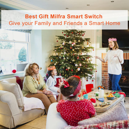Milfra Smart Light Switch-Smart WiFi Switch 2.4Ghz Compatible with Alexa, Google Assistant,Remote Control/Voice Control and Schedule, Neutral Wire Required, Single-Pole, No Hub Required (4 Pack)
