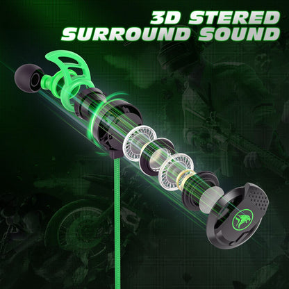 BlueFire 3.5 MM Gaming Headphone Wired Gaming Earphone Noise Cancelling Stereo Bass E-Sport Earphone with Adjustable Mic for PS4, Xbox One, Laptop, Cellphone, PC (Green)