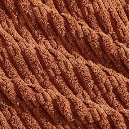 Fancy Homi Rust Decorative Throw Pillow Covers 16x16 Inch for Living Room Couch Bed Sofa, Soft Striped Corduroy Square Cushion Case 40x40 cm, Terracotta Rustic Farmhouse Boho Home Decor
