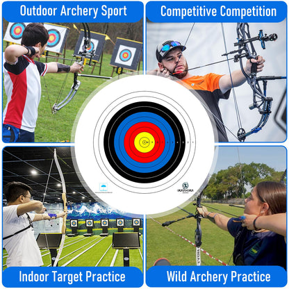 KAINOKAI Competitive Archery Targets Paper Compound Bow Target Paper 40cm/60cm/80cm (80cm/32in （10 Rings） 10PCS)
