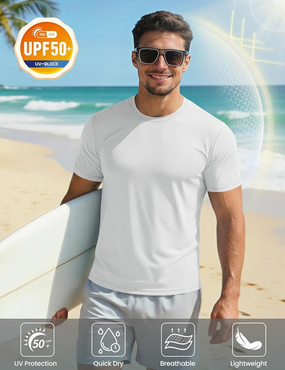 Men's UPF 50+ Quick Dry Athletic T-Shirt - Short Sleeve Workout & Swim Tee