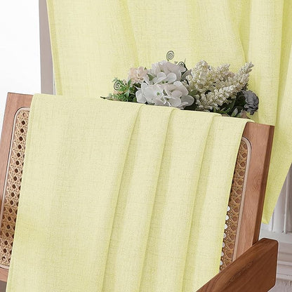 Tollpiz Linen Curtains Bedroom Rod Pocket Semi Sheer Curtain Burlap Light Filtering Thick Linen Drapes for Living Room, 54 x 84 inches Long, Cream Yellow, Set of 2 Panels