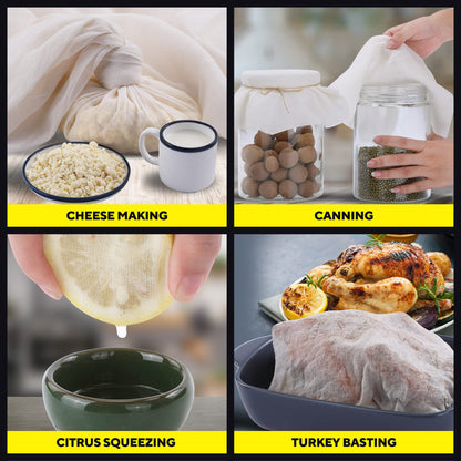 Sufaniq Cheese Cloths, Grade 90 (9 Sq Feet) 100% Pure Cotton Reusable Cheesecloth, Unbleached Ultra Fine Fabric, Cheesecloth for Straining, Premium Butter Muslin Cloth for Straining - 1 Sq Yard
