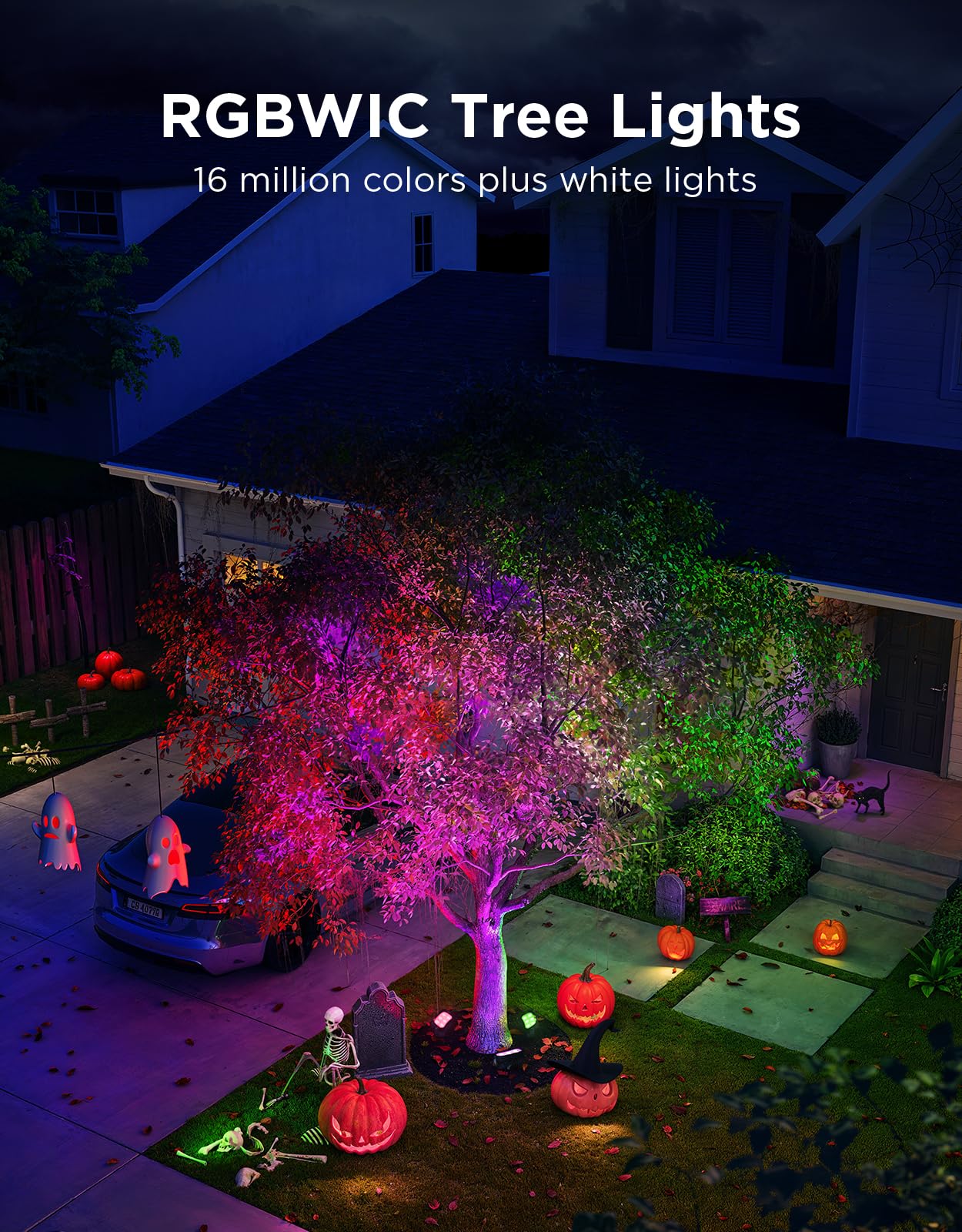 Govee Outdoor Tree Lights 3-Pack, RGBWIC LED Landscape Lighting, Outdoor Lights for Yard Garden Patio, 66 Scene Modes for Holiday Party and Event, App Control, Google Assistant, Matter