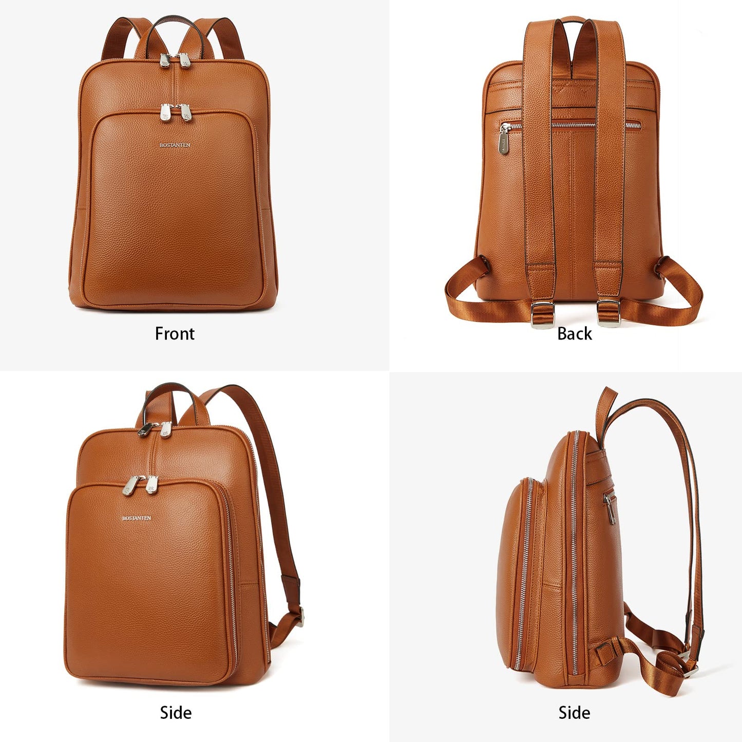 BOSTANTEN Genuine Leather Backpack Purse for Women Casual College Travel Bags Brown