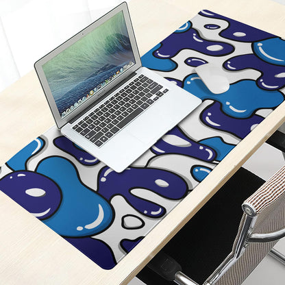 Navy Blue White Gaming Mouse Pad XL 31.5”x11.8” Anime Cool Desk Pad Geometric Japanese Desk Mat Non-Slip Rubber Base Stitched Edge Extended Keyboard PC Computer Pad Gaming for Home Office Work Desktop