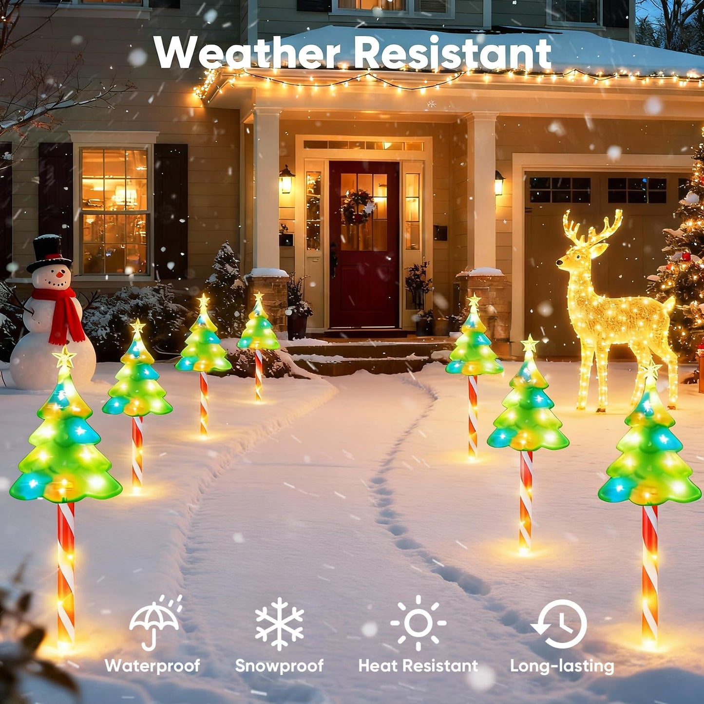 Christmas Solar Lights Outdoor Pathway: 6 Pack 25inch Solar Christmas Decorations Outdoor, Solar-Powered Xmas Tree Candy Cane Lights Outside for Yard Garden Walkway Driveway Christmas Decor
