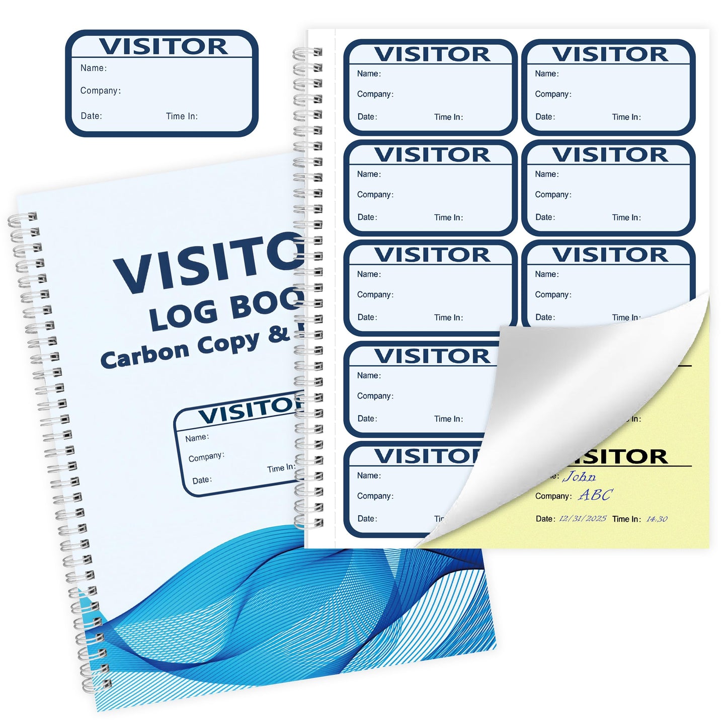 1 Pack Visitor Badges with Carbon Copy Visitor Stickers Letter Size Visitor Log Book Protecting Privacy Pages for School Church Business Visitor Pass Stickers 150 Visitor Badges 30 Memo Pages (1)
