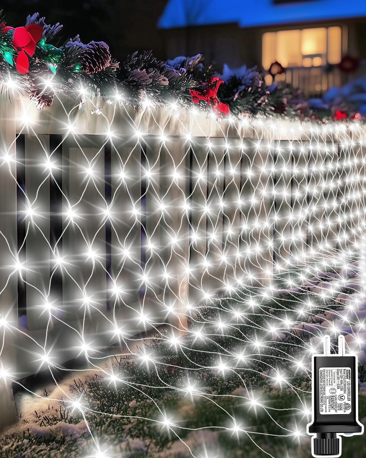 Coroor Christmas Net Lights 9.8ft x 6.6ft, 200 LED Outdoor Mesh Lights with 8 Modes, Waterproof Bush String Lights for Home Garden Yard Xmas Decorations Connecable, Timer (Cool White)