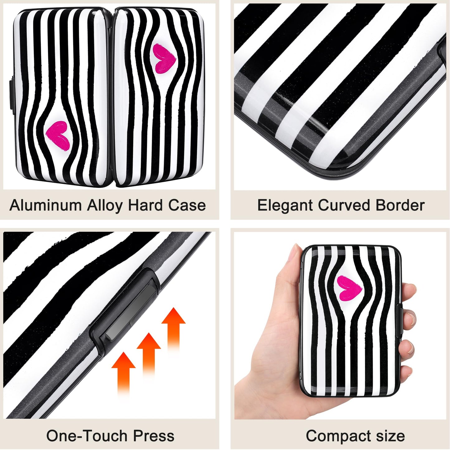 ELFISH Mini RFID Aluminum Wallet Credit Cards Holder Business Card Case Metal ID Case for Men Women (Eye heart)
