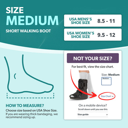 BraceAbility Short Walking Boot - Orthopedic Medical Walker Cast for Broken Toe Injuries, Sprained Ankles, Metatarsal Stress, Post-Op Support Left or Right Foot Fracture Shoe Fits Men and Women (M)