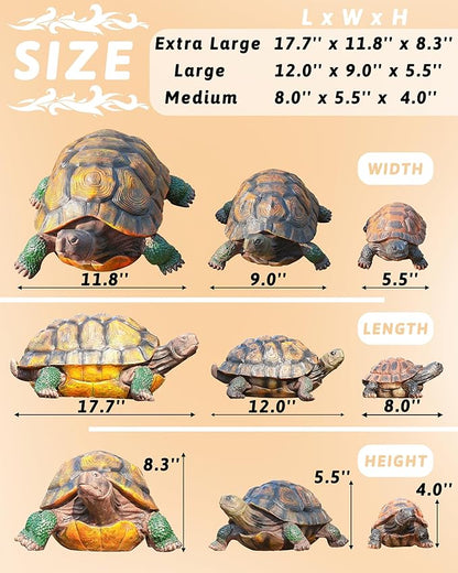 Turtle Statue,Resin Garden Sculpture Indoor/Outdoor Yard Lawn Ornament,Home Decor (Extra Large)