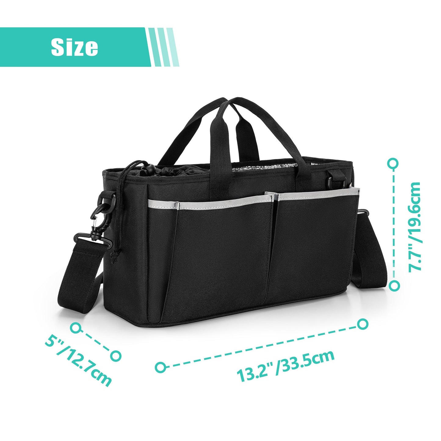 Trunab Water Bottle Carrier with Drawstring Buckle, 32/40 oz Cup Holder Bag with Detachable Divider, 3 Cup Carrier with Adjustable Shoulder Strap