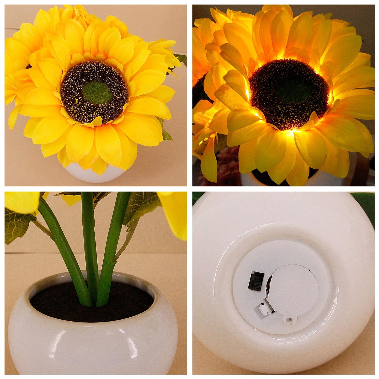 Naimo Sunflower Night Light Rechargeable LED Night Lamp Flower Table Lamp for Bedroom Living Room Birthday Party Desktop Home Decor