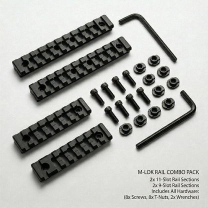 Gotical 9 Slots and 11 Slots Rail Section for M Lok Handguard Eleven Slots Rail Picatinny Rail (2 Pieces 9 Slot, 2 Pieces 11 Slot)