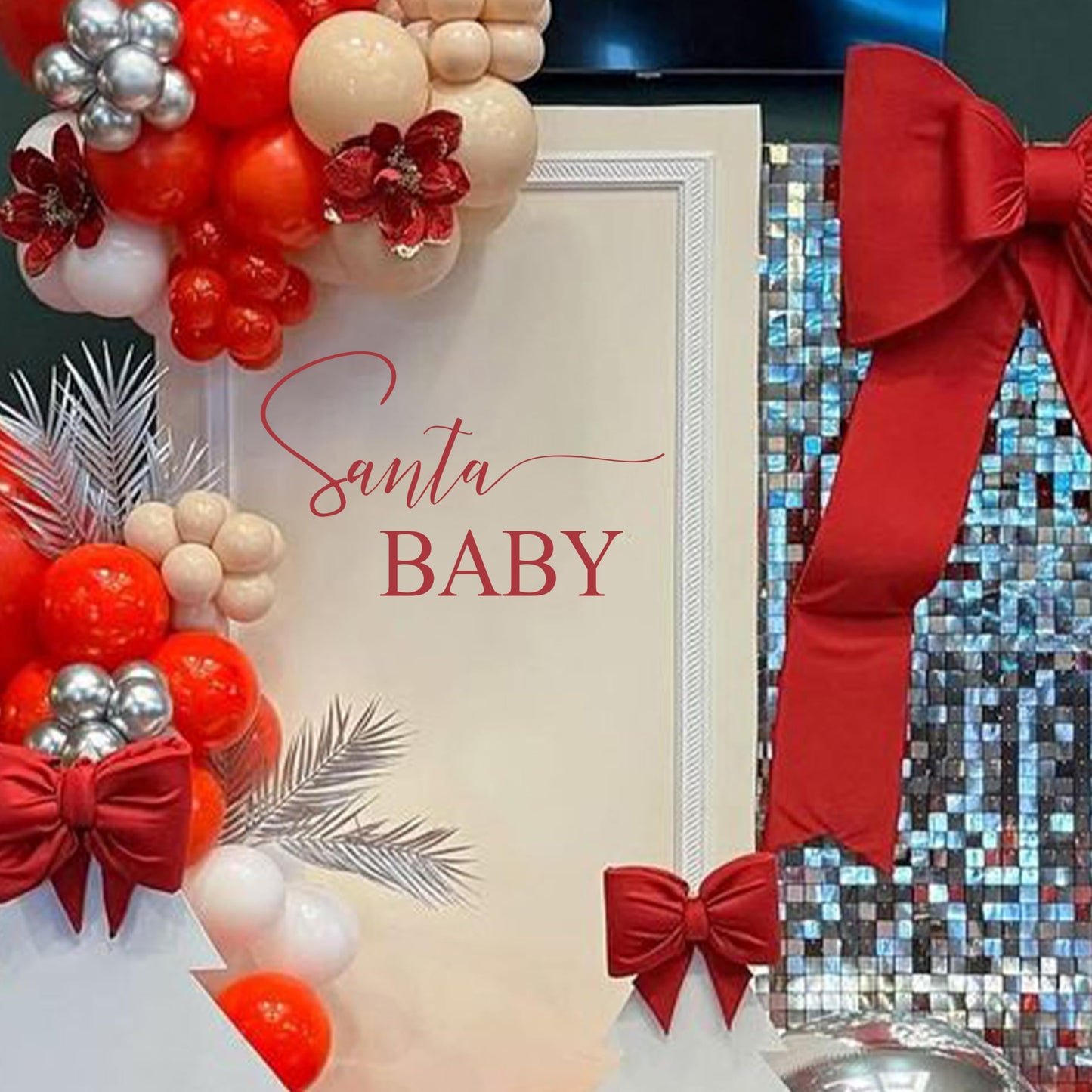 Eurteka Santa Baby Decal - Christmas Theme Baby Shower Party Decal,Merry Christmas Gender Reveal Decoration,Little Santa Party Supplies (Santa Baby Decal)