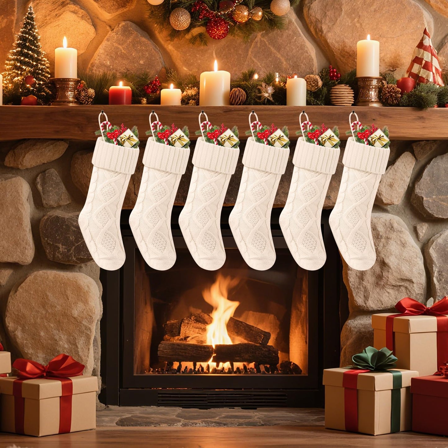 Doitory Christmas Stockings 18 Inches,Knitted Socks Christmas Decoration