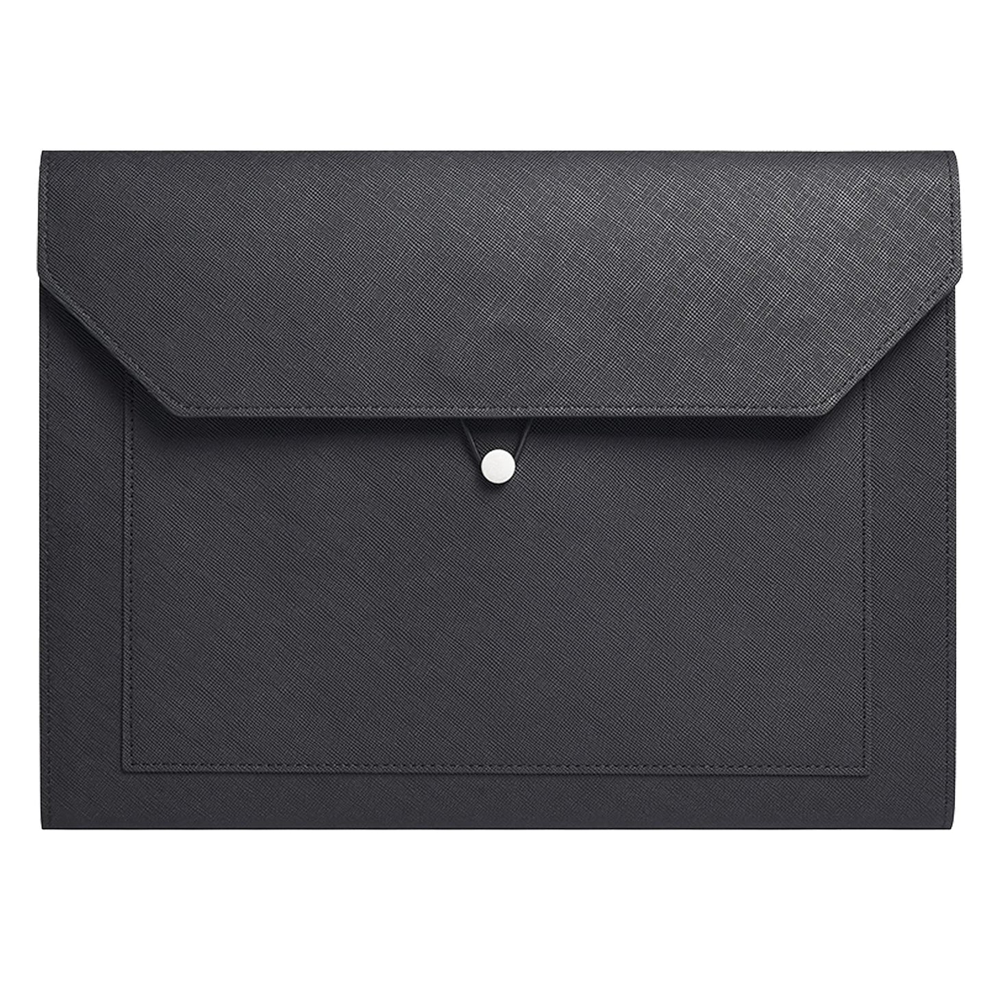 Yufocusqc PU Leather A4 File Folder Document Holder 2 Pockets Portfolio Envelope Folder Case with Elastic String 3/4 Inch Expansion (Black)