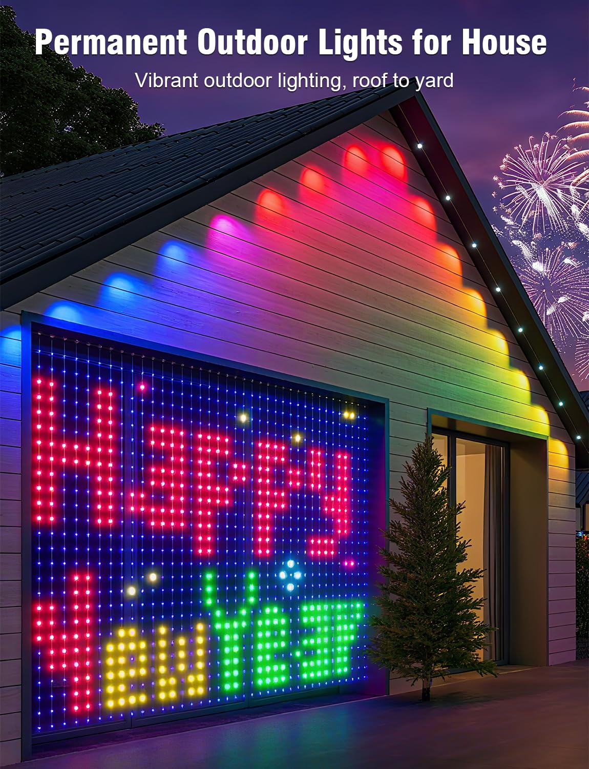 MGYIF Permanent Outdoor Lights 150FT RGBIC LED Smart LED Lights, App/Remote Control IP68 Waterproof for Holiday Decor, 50 Scene Modes, DIY Lights Lighting Timing for Christmas Halloween Party M2