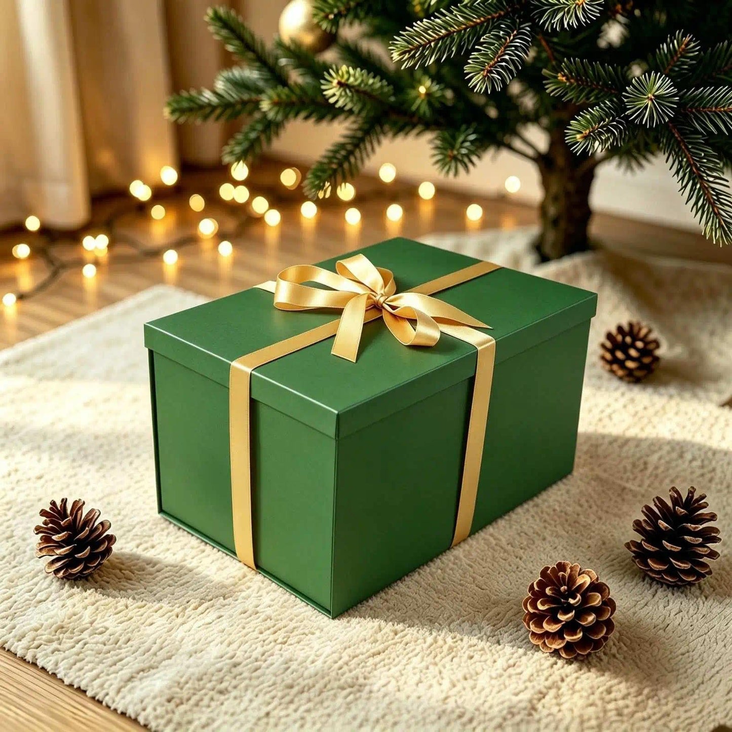 BoxSkivra Extra Large Gift Box 17x11x10.2 Inches，Green Gift Box with Lid for Christmas，Anniversary，Birthday，Luxury Boxes with Crinkle Paper，Ribbon，Alphabet Stickers