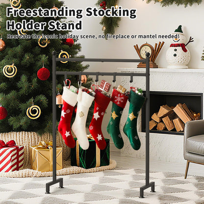 GloTika Christmas Stocking Holder Stand with 6 Hook, Heavy Duty Freestanding Christmas Stocking Hanger, Metal Holiday Decor Hanger Display for Home, Floor, Living Room