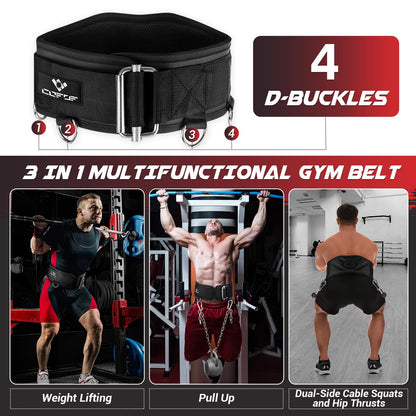 3-in-1 Weighted Pull Up Belt, Weight Lifting Dip Belt with 40.6 IN Chain & Self Locking, Weighted Gym Belt for Pull Up, Squat, Powerlifting & Deadlift, Capacity Up to 350 LBS(Black Size M)