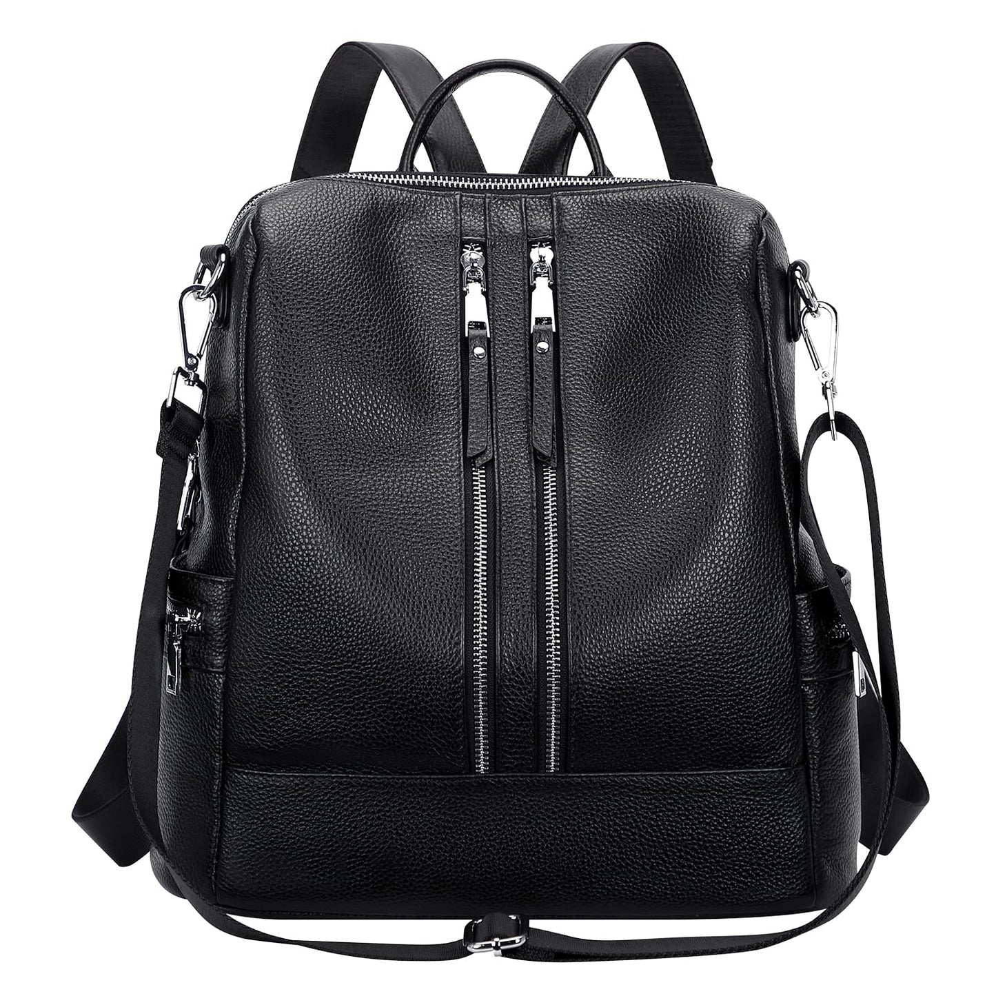 ALTOSY Genuine Leather Backpack Purse for Women Convertible Shoulder Bag Crossbody Bag Elegant Casual Daypacks (S77 Black)