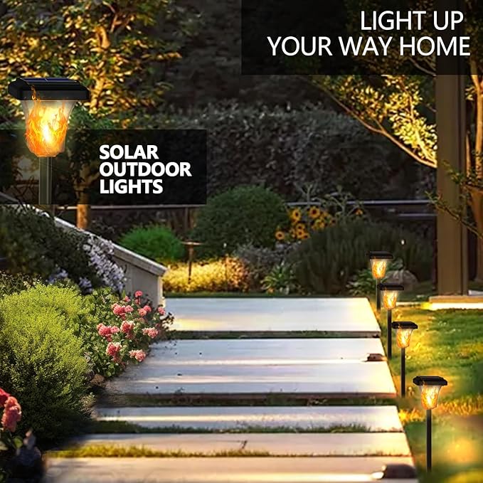 Swingers Solar Lights Outdoor,with Upgraded 2nd-gen Flame tech,LED Solar Torch Lights with Flickering Flame,Waterproof Outdoor Garden Light for Christmas, Garden, Landscape, Path, Yard, Patio (6)