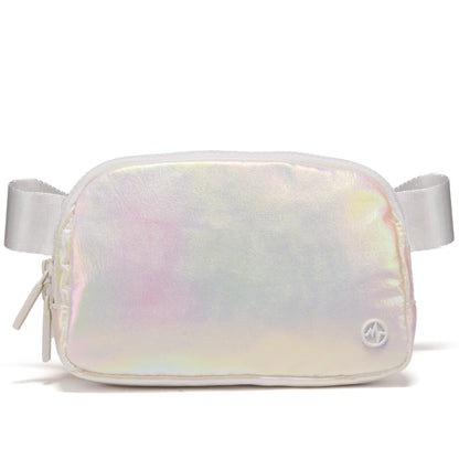 Pander Two Way Zipper Fanny Pack Nylon Everywhere Belt Bag for Women, Water Repellent Waist Packs, Crossbody Bags with Adjustable Strap (Black).