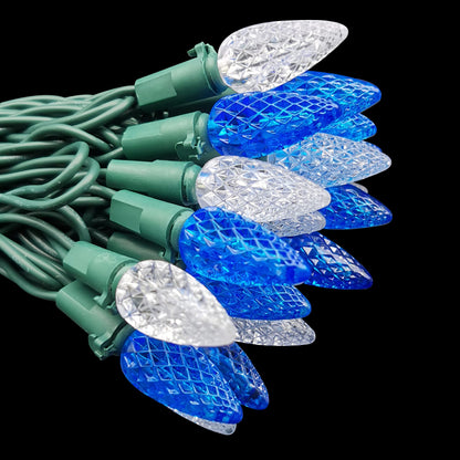 MXTCLM C6 Christmas Lights 50 LED Blue + Cool White Strawberry 18ft Waterproof String Lights for Outdoor Indoor Garden Yard Home Party Christmas Tree Decoration(Blue+Cool White)