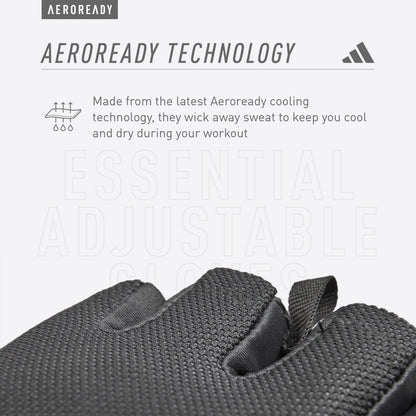 adidas Essential Adjustable Fingerless Gloves for Men and Women - Padded Weight Lifting Gloves - Adjustable Wrist Straps for Tailored, Secure Fit - White, Small