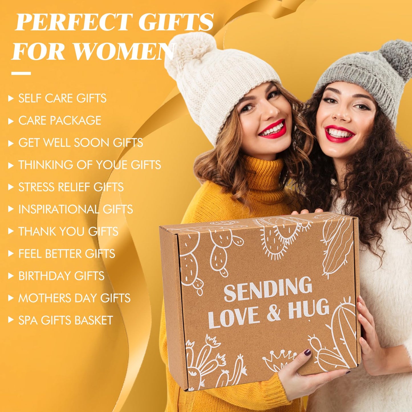 Self Care Gifts for Women Spa Gifts for Women Get Well Soon Gift Care Package, Christmas Mothers Day Relaxing Spa Gift Baskets, Feel Better Inspirational Thinking of You Box for Mom Her Sister Friends