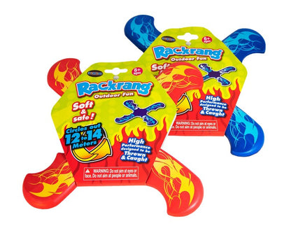 Rackrang Boomerang for Kids & Adults, Soft and Safe for Indoor and Outdoor Use, 2 Pack, Red & Blue