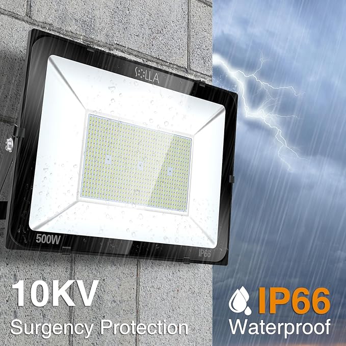 500W LED Stadium Flood Light Outdoor, 2750W Equivalent, 40000LM Super Bright Exterior Security Light, IP66 Waterproof, 6000K Daylight White, Commercial Light for Sports Fields and Counts