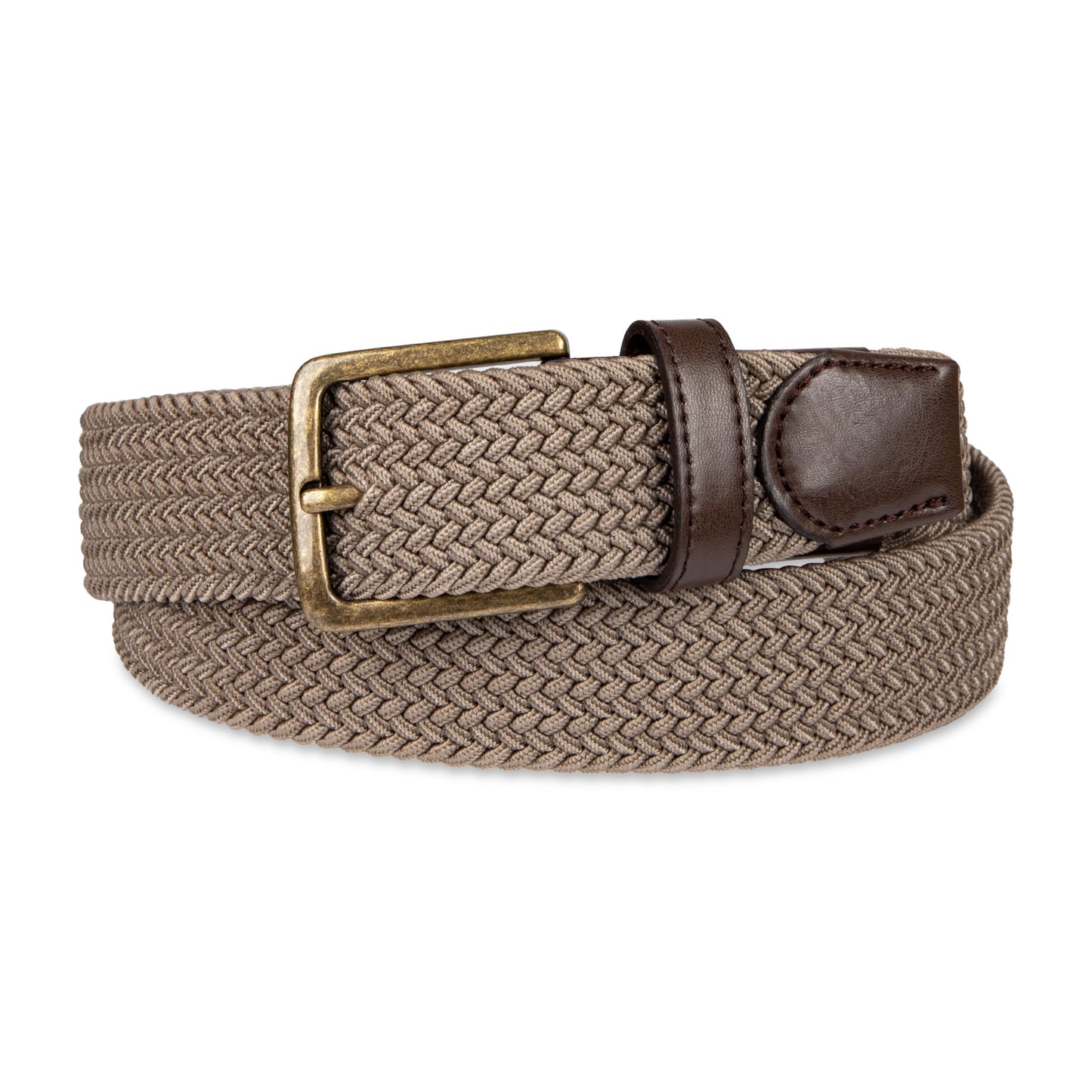 Dockers Men's Stretch Web Fabric Casual Belt, Light Brown, Large