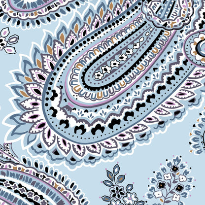 Vera Bradley Fleece Travel Blanket with Trolley Sleeve, Soft Sky Paisley