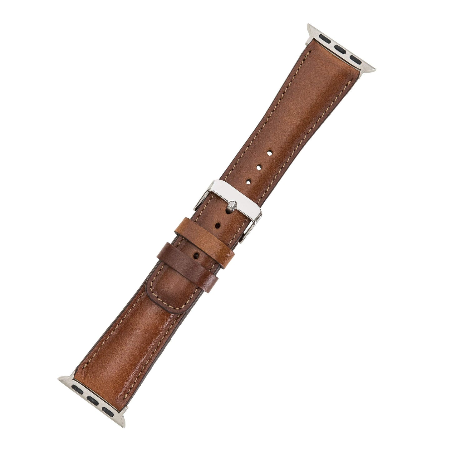 benvato Premium Handmade Leather Watch Band for Apple Watch SE 3 2 1 & Series 11 10 9 8 7 6 5 4 3 2 1 fits 42mm 41mm 40mm 38mm (Tan Brown w/Silver Connector&Clasp)