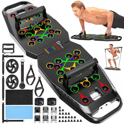 Push UP Board, Pilates Bar & Fitness Accessories, 25 in 1 Foldable Push up Bar at Home Gym, Workout Exercise Professional Push Up Strength Training Equipment for Man and Women