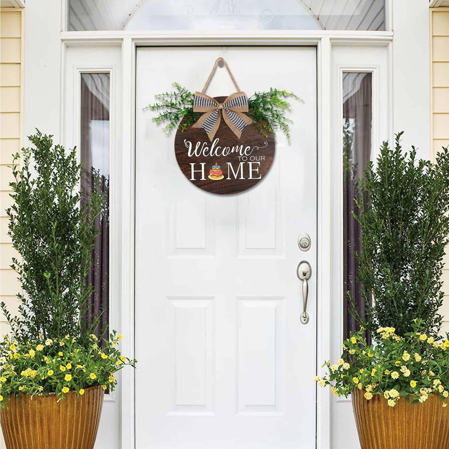 Yonuni 12x12 Inch Interchangeable Welcome to Our Home Door Sign
