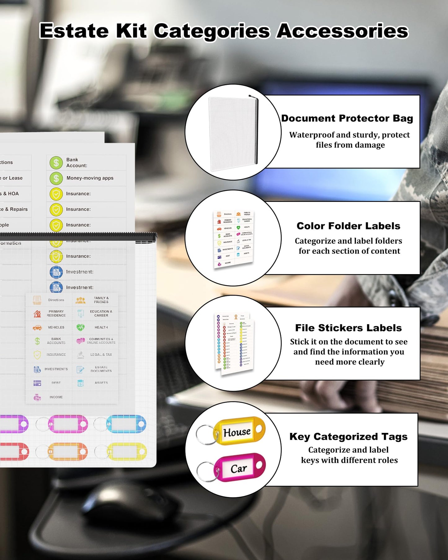 Estate Kit - Personal File Organization Kit and Estate Planning Kit, Systematic Organisation of Document Organizer and Planning, Detailed Instructions for Living Wills, Last Wills and testaments, POA