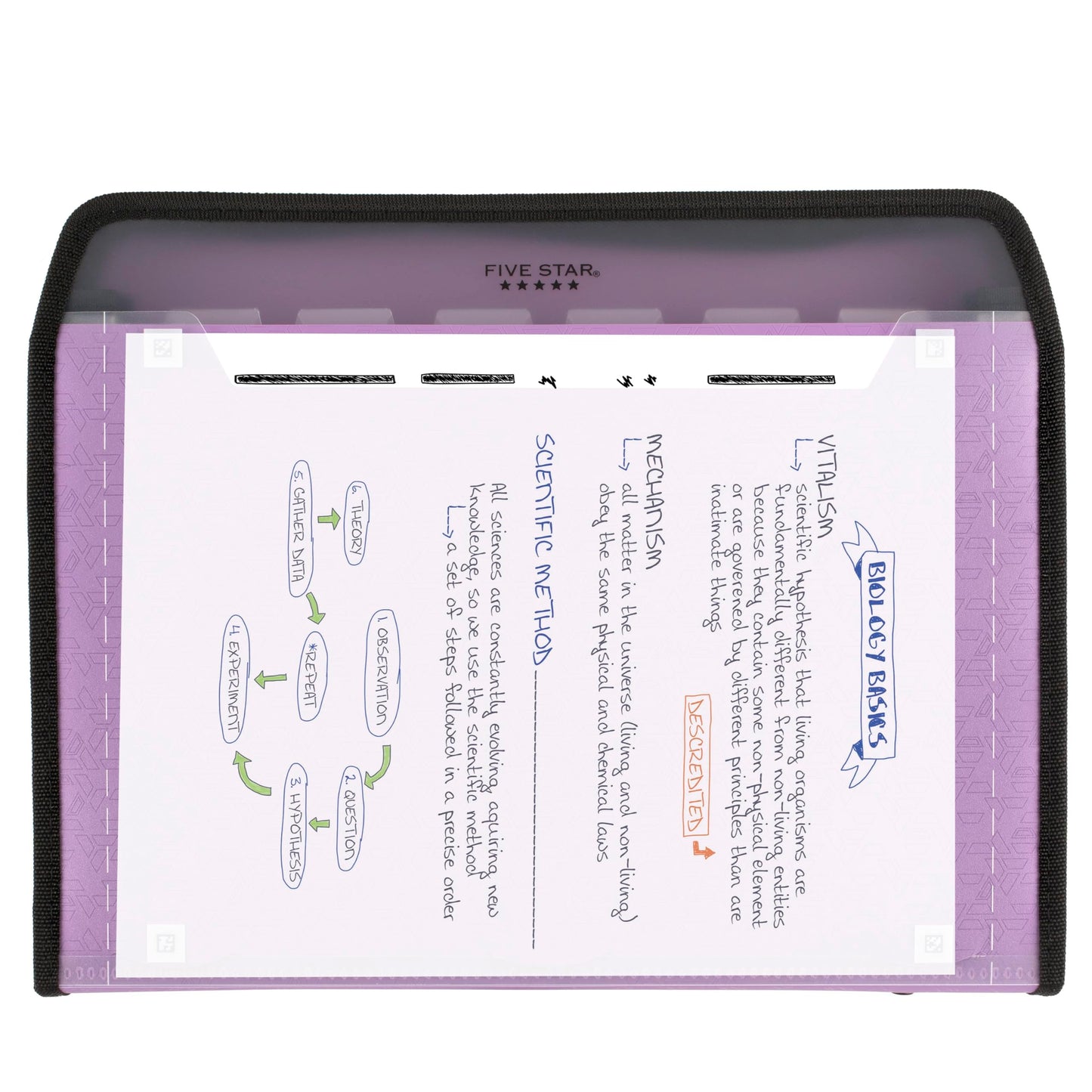 Five Star Expanding File Organizer + Study App, 7-Pocket Accordian File Organizer, Zipper Closure, Holds 8-1/2" x 11" Paper, Amethyst Purple (350099G-ECM)
