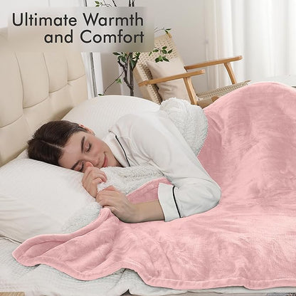 Electric Throw Blanket, Heated Blanket Flannel Sherpa with 4 Hours Auto Off & 5 Heating Levels, Washable Heating Throw with Overheat Protection for Home Use, Ideal Gift, 50"x60", Candy Pink
