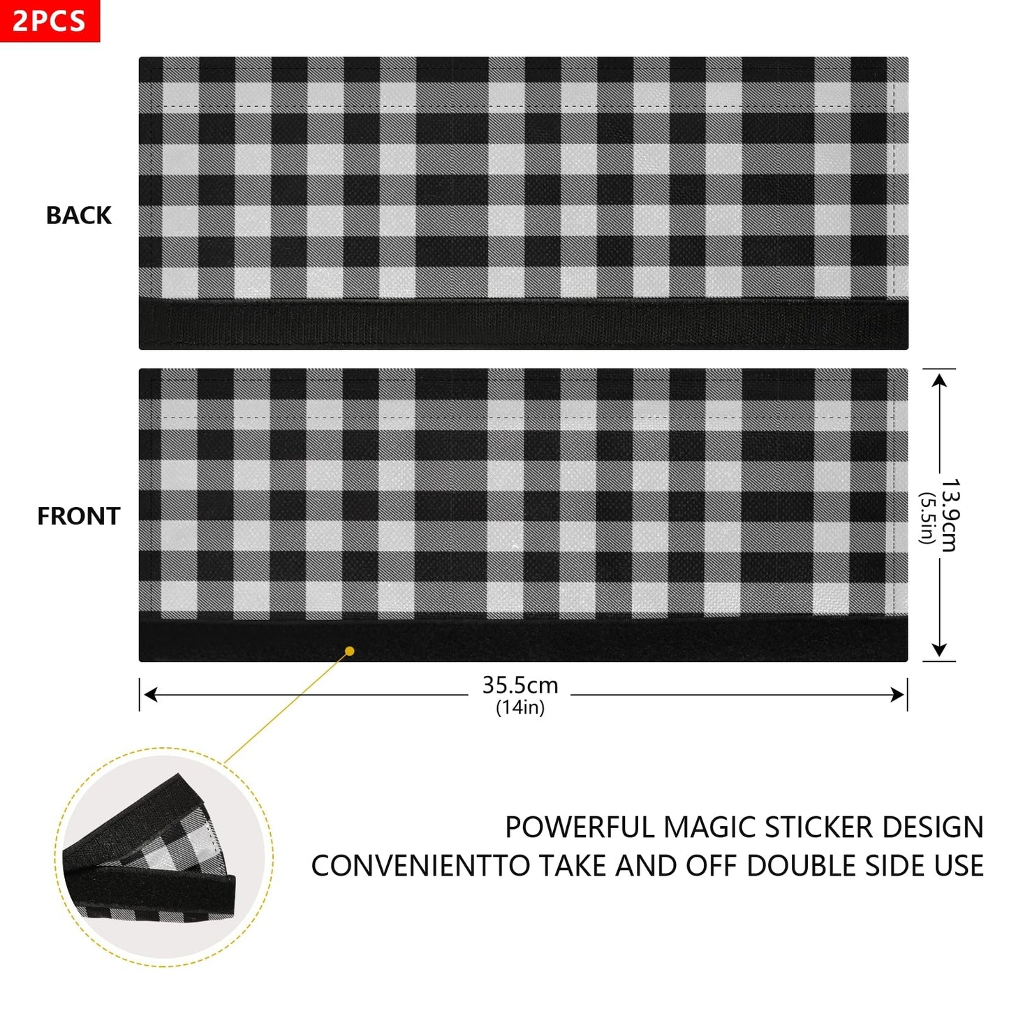 Black White Buffalo Check Refrigerator Door Handle Covers Farmhouse Tartan Kitchen Appliances Gloves For Microwave Dishwasher Fridge Door Cloth Protector 2pcs