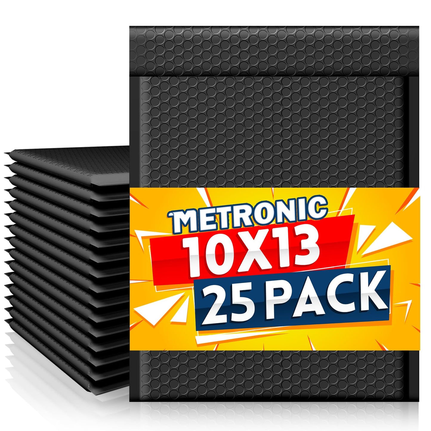 Metronic Bubble Mailer 10x13" Black 25Pack Waterproof Padded Envelopes Self Seal Large Bubble Mailers Cushioning Bubble Envelopes for Shipping,Books,Jewelry Makeup Supplies